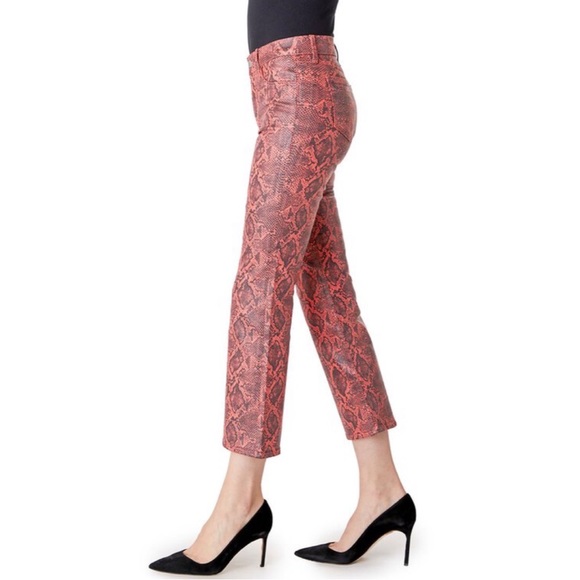 J Brand Selena Mid-Rise Snakeskin-Print Crop Bootcut Jeans - Picture 3 of 6
